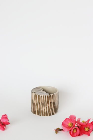 olive green stripes travel cup - Image 4
