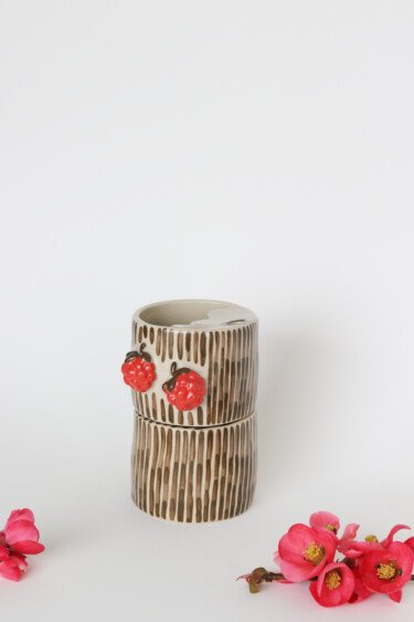 olive green stripes travel cup