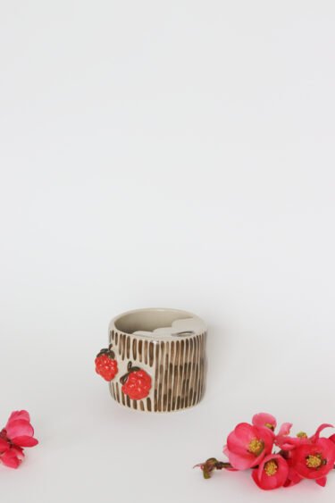 olive green stripes travel cup - Image 3